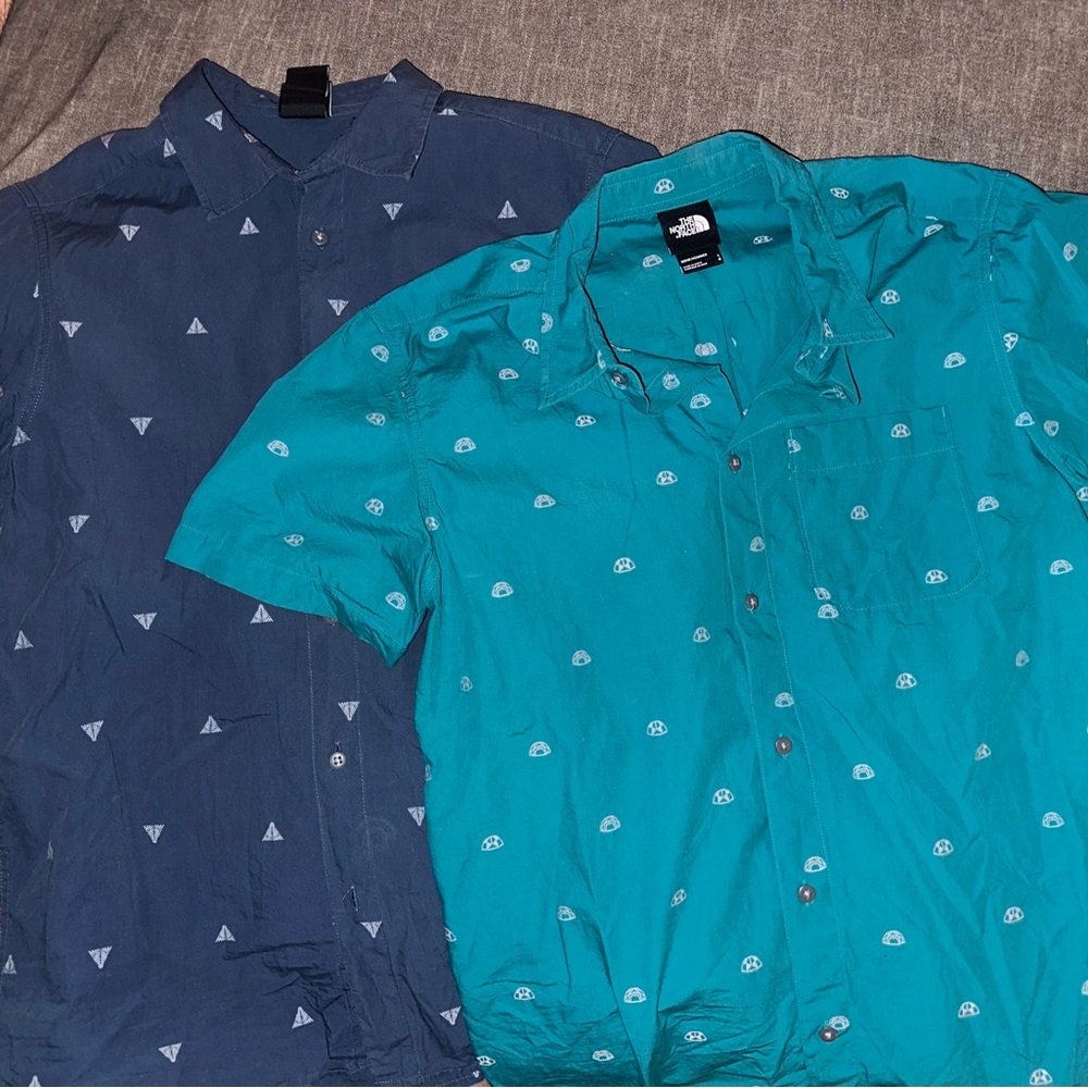 The North Face Teal and Navy Casual Shirts